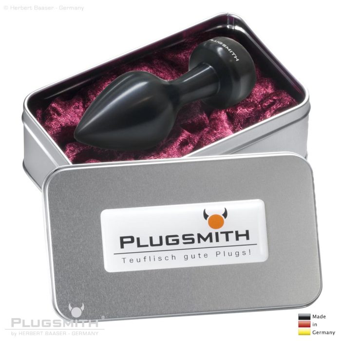 PLUGSMITH Aluminium Analplug - Large 3 - schwarz eloxiert mit Diamond Applikation. Extra GROSS - Analplug Sondermodell, Sonderanfertigung!